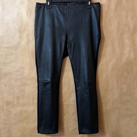 Akris PuntoFancy Pants in Lamb Nappa Leather High Rise Trousers Black Size 10